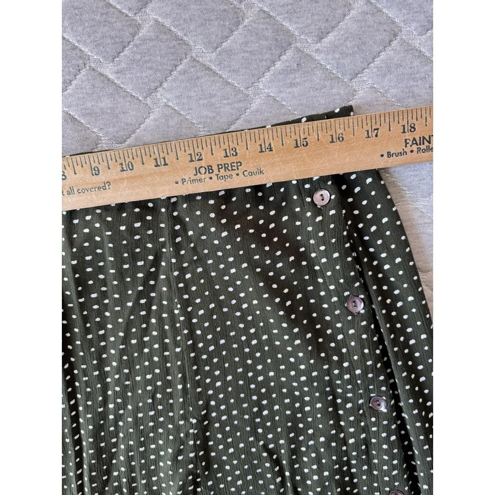 April Cornell Skirt Set Womens Medium Large Green Polka Dot Button Front Midi